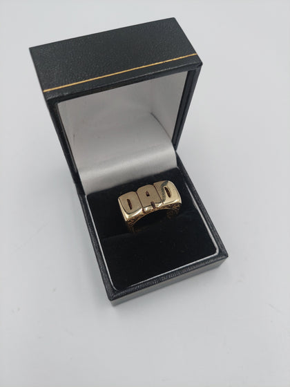 9K Gold 'DAD' Ring, 7.30Grams, 375 Hallmarked & Tested, Size: P , Box Included