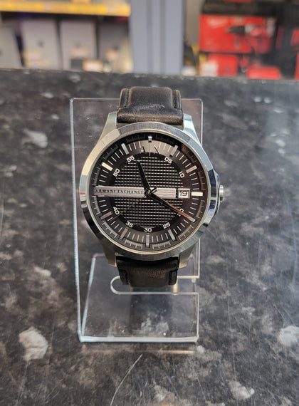 Armani Exchange AX2101 Men's Black Leather Strap Watch