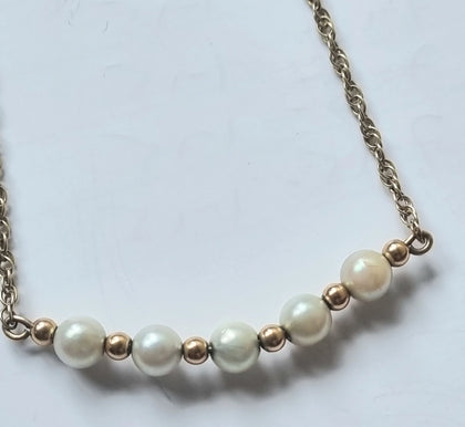 9ct Gold 17 “ Necklace with Pearls
