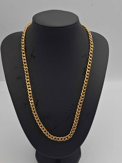 18ct Yellow Gold Hollow Curb Chain Necklace - 20