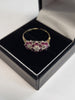 9ct Yellow Gold Cluster Ring with Red & Clear Stones - Size Q - 2.36g