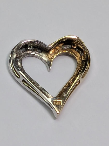 9ct Yellow & White Gold Diamond Heart Pendant