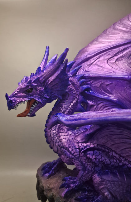 Purple Dragon stood on rock that lights up Boxed and Brand New stands 18'' High