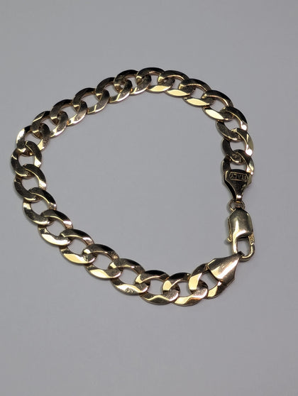 9ct gold large flat curb bracelet