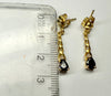 9ct yellow gold deep blue stone dangle earrings
