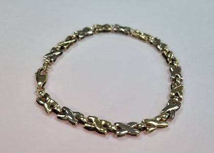 9ct white gold and yellow gold cross bracelet 7.5
