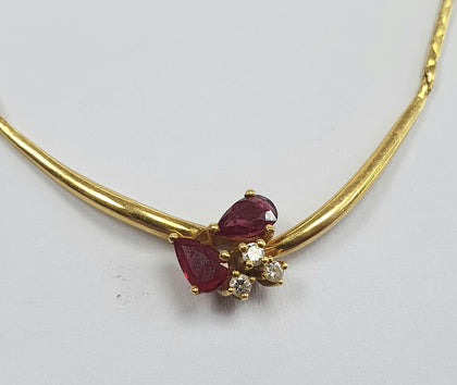 18ct Gold Diamond and Ruby Necklace