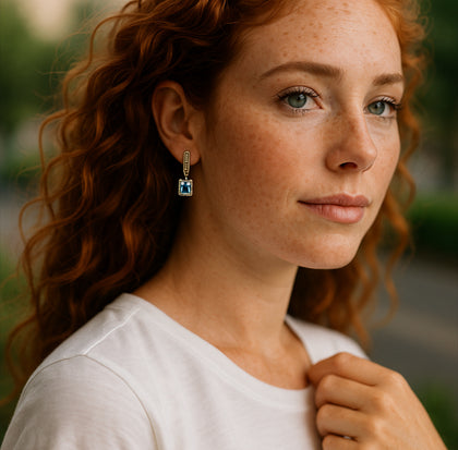 9ct Gold Blue Topaz Earrings