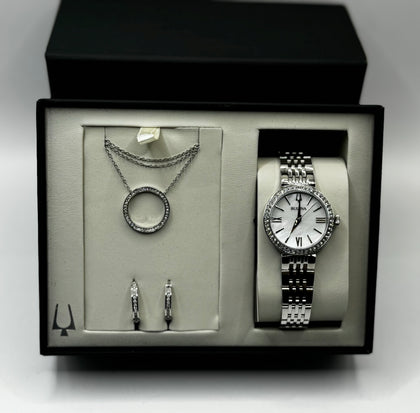 Bulova Crystal Necklace, Earrings And Watch Gift Set - Chesterfield