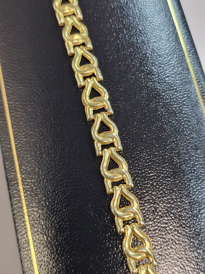 9CT Yellow Gold Fancy Link Bracelet with Lobster Claw Clasp - 7