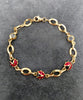 14ct Yellow Gold & Enamel Ladybug Chain Bracelet -6"