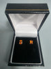 9ct GOLD EARRINGS ORANGE STONE  1.3G