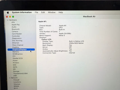 macbook air a2337 M1 2020 7GPU 256gb ssd 8gb ram