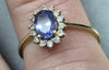 9ct Gold Ring with Purple/Clear Stones