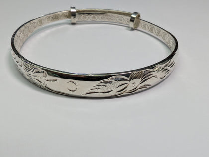 SILVER 925 PATTERNED ADJUSTABLE BANGLE
