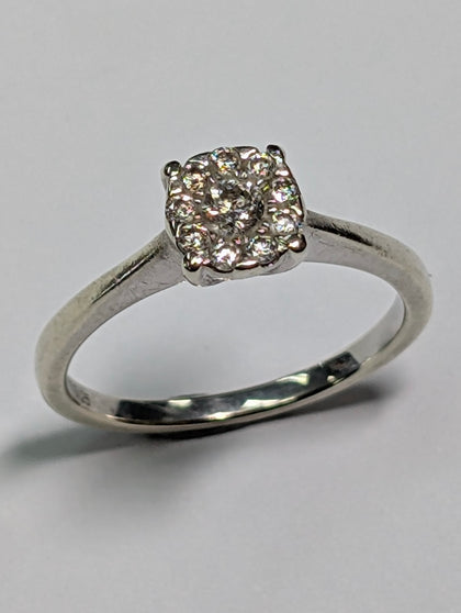 9CT White Gold And Diamond Ring - Size L 1/2