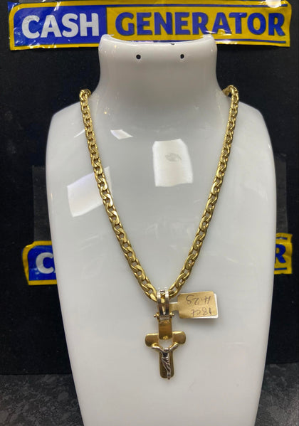 18ct Gold Link Chain and Crucifix Pendant, 22.0g 20
