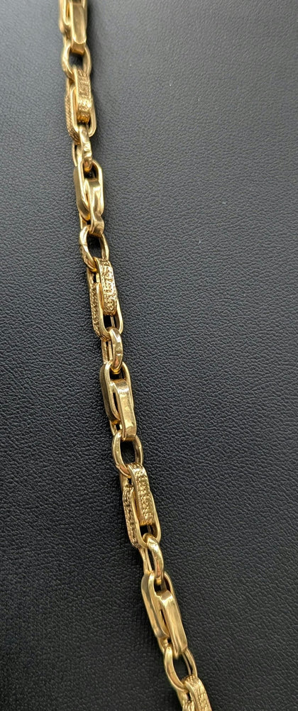 18CT 750 Hallmarked, Yellow Gold, Gypsy Link Chain W/ Lobster Lock, 26