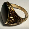 9ct Gold Patterned Signet Ring - Size W