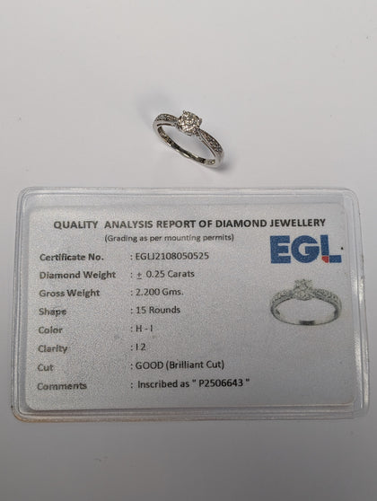 9ct White Gold Diamond Ring Size N 1/2