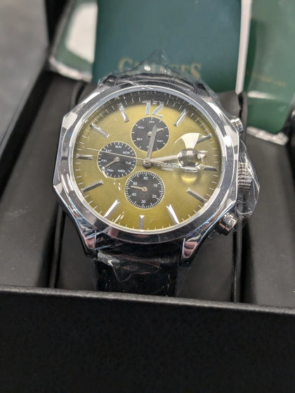 GAMAGES OF LONDON OPULENCE STEEL GREEN WATCH
