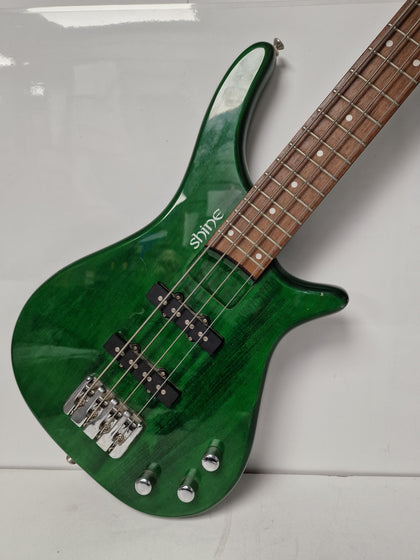 ** Collection Only ** Shine Green Bass Guitar Electric 4 String Through Neck Fusion Style Pickups