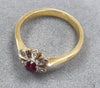 18ct diamond ruby flower ring Size M 1/2