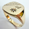 9ct yellow gold and diamond signet ring with the letter A W 1/2