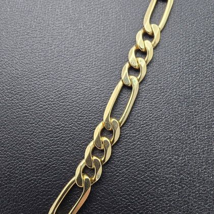 9CT Yellow Gold Necklace Figaro Chain 24