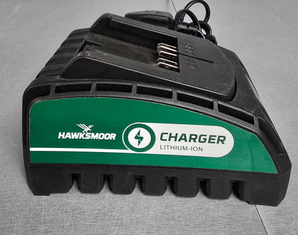 Hawksmoor 18v Fast 2.4A Li-Ion Garden Power Tool Battery Charger B0Q-SP06-20ZB + Hawksmoor 18V Battery 2.0Ah