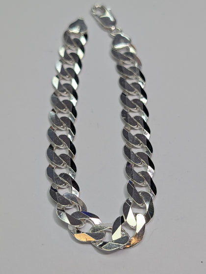 Brand new silver flat curb bracelet