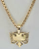 14ct Gold Box chain with Albanian Eagle 22"