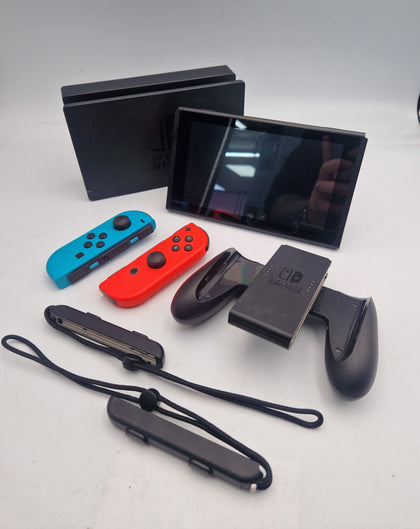Nintendo Switch Console 32GB red/blue joycons with dock, cradle and charger UNBOXED