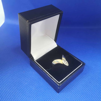 14ct Wishbone Marquise Cut CZ Gold Ring (585 Hallmarked & Tested) Size:P Weight: 3.3 Grams--Box Included