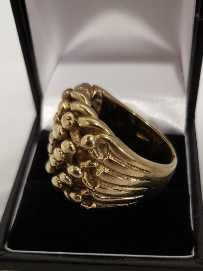 9ct Yellow Gold 5 Row Keeper Ring - 31.8G - Size X