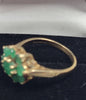 9ct Yellow Gold Ring With Green Stones - 3.2G - Size P. Hallmarked