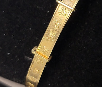 9ct Yellow Gold Baby Bangle - Teddy Bear Design - 1.77G - Hallmarked