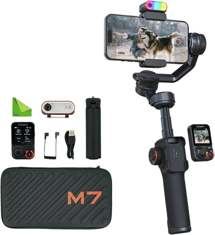 Hohem iSteady M7 Gimbal Stabilizer for Smartphones, iPhone Gimbal 3-Axis Phone Stabilizer with AI Tracker, Detachable Remote, Extendable Pole,