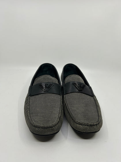 Emporio Armani Textured Slip On Loafers - Grey - UK Size 9