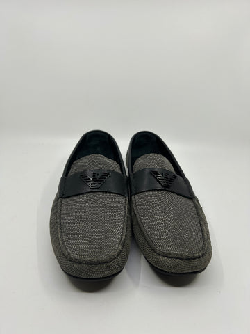 Emporio Armani Textured Slip On Loafers - Grey - UK Size 9