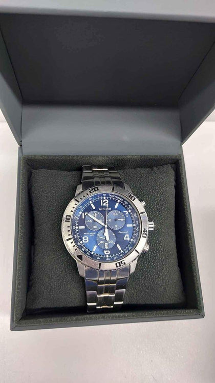 Accurist MB737 Quartz Divers Style Chronograph Watch - Blue Dial - With Date - Steel Bracelet - Boxed