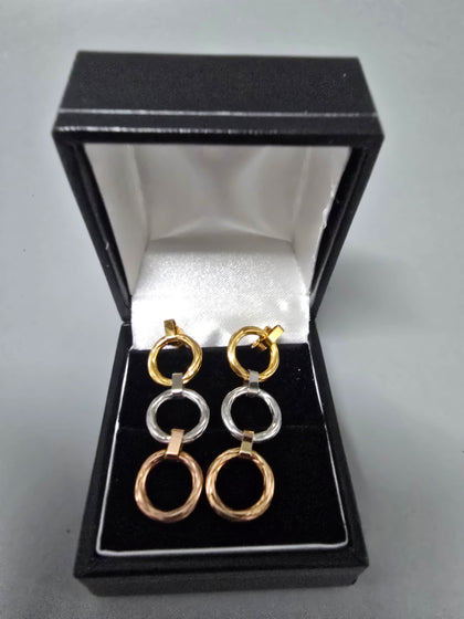 9ct Gold Earring 375 1.7G 1.1'' in Length (YELLOW GOLD, WHITE GOLD AND ROSE GOLD)