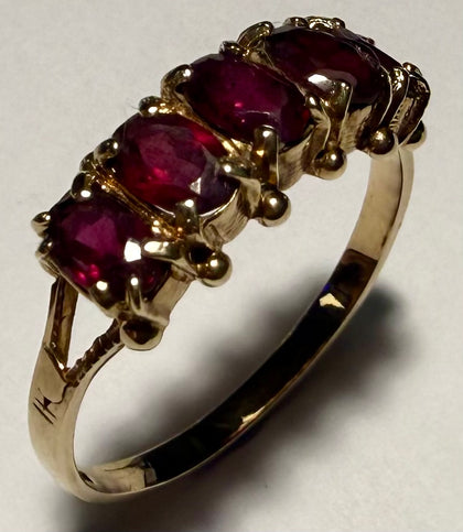 9CT Gold Ring with Pink Stones Size O 1/2