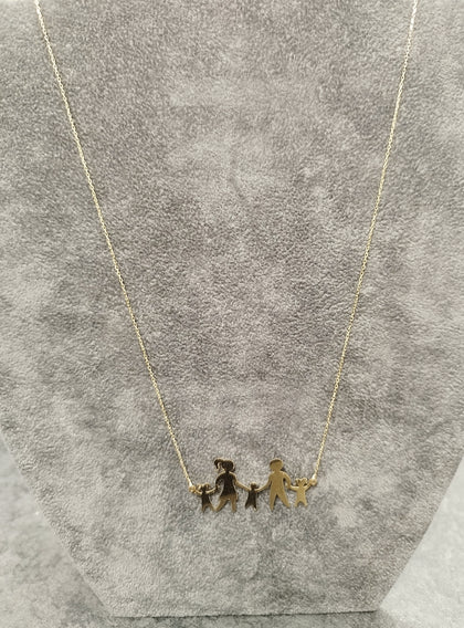 14ct Yellow Gold Family silhouette Necklace