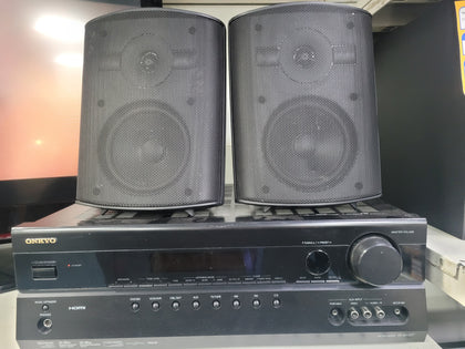 Onkyo TX-SR307 AV receiver surround sound system + 2 speakers