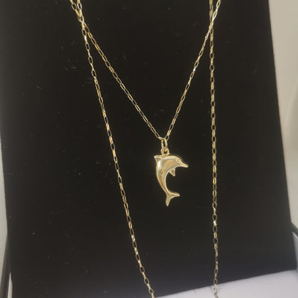 9K Gold Dolphin Necklace 1.02Grams, 375 Hallmarked & Tested - Size: Approx. 19