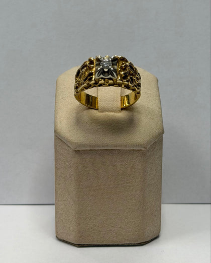 18ct Gold Ring, CZ Stone (Size T) 10.275g - Hallmarked