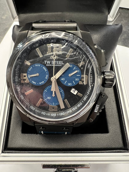 TW Steel Watch Swiss Canteen Chronograph Black & Blue TW1117