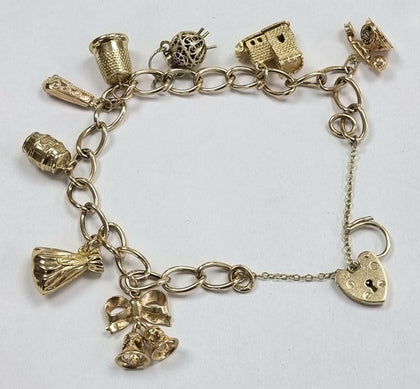 9ct Gold Charm Bracelet with Charms
