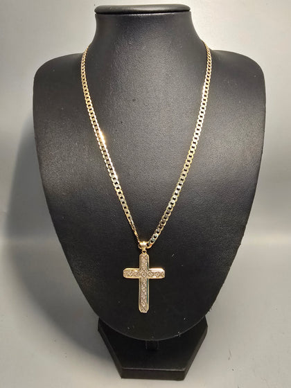 9ct Gold Necklace with Cross Pendant 375 16.9G 20'' in Length